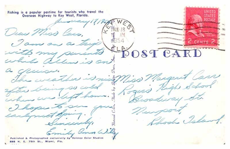 Postcard BRIDGE SCENE Key West Florida FL AS4578