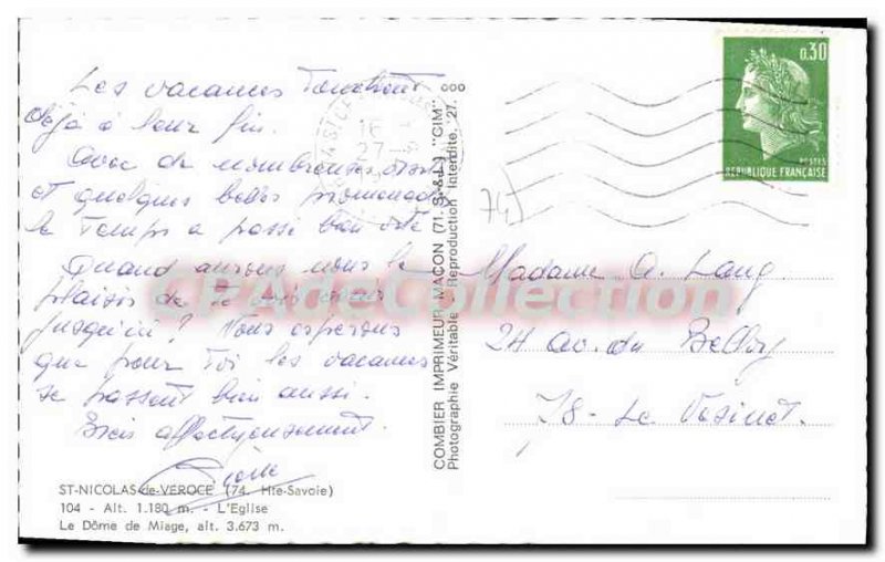 Postcard Old St Nicolas De Veroce Church The Dome Miage