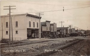 J59/ Marion Michigan RPPC Postcard c1910 South Side Main St Stores 347