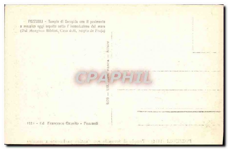 Old Postcard Pozzuoli Temple of Serapis Con I & # 39antice Pavimento a mosaico