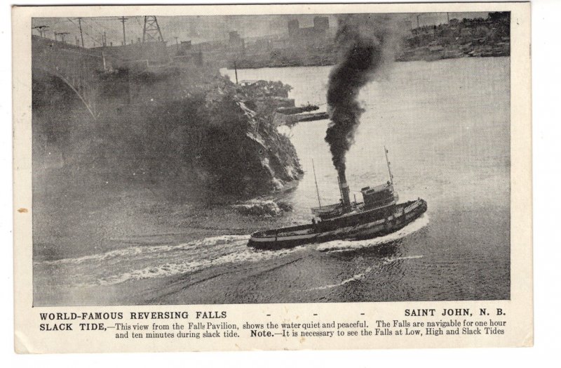 World Famour Reversing Falls, Slack Tide, St John, New Brunswick, Used 1935