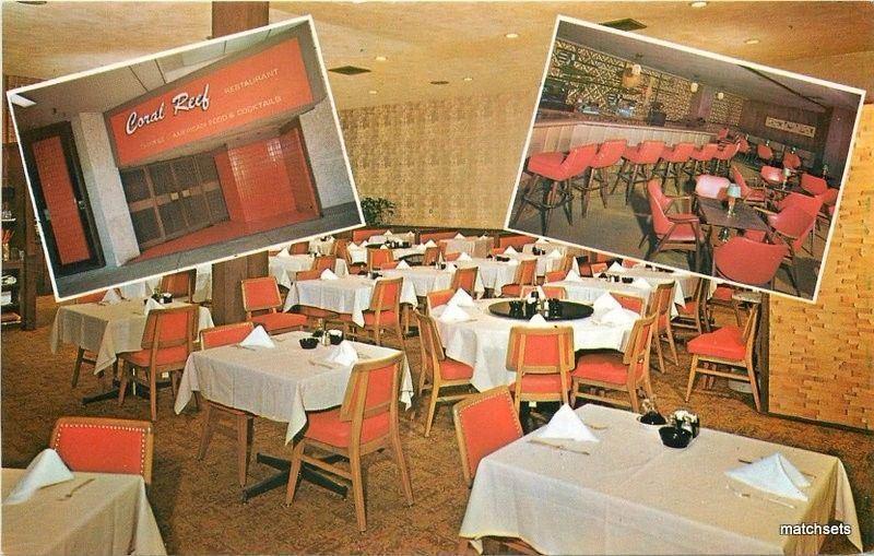 1960s Coral Reef Restaurant Interior Entrance Honolulu Hawaii postcard 2162