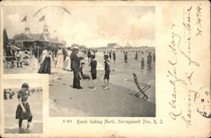Narragansett Pier RI Beach Scene 1900s-20s Vintage Postcard