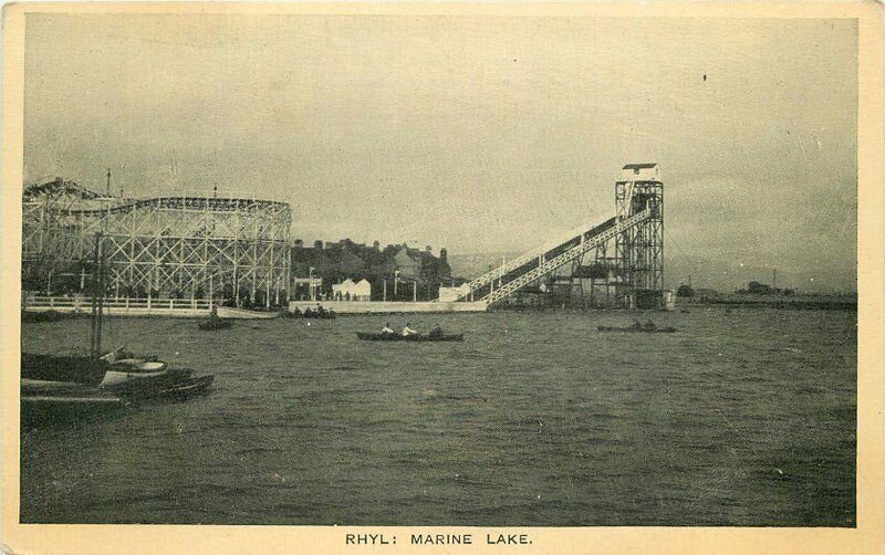 Amusement Roller Coaster UK Rhyl Marine Lake 1920s Postcard 8719