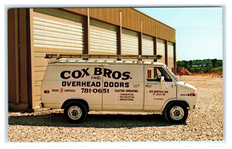 ST. LOUIS, Missouri MO ~ Advertising COX BROS. OVERHEAD DOORS Van 1970s Postcard