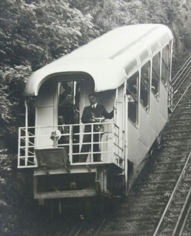 People Riding on Malbergbahn Bad Ems  Germany Vintage Real Photo Postcard