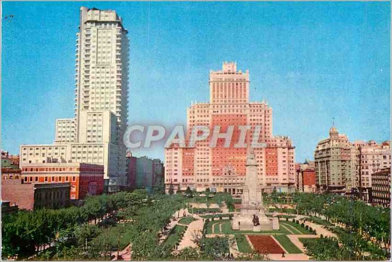 Postcard Modern Madrid Monument Cervantes Spanish Steps