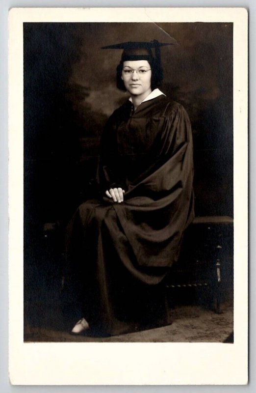 RPPC Graduation Picture Neva Flowers Lovely Young Woman Postcard D27