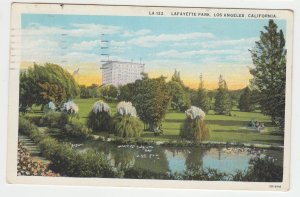 P2184 1928 postcard lafayette park los angles calif scene