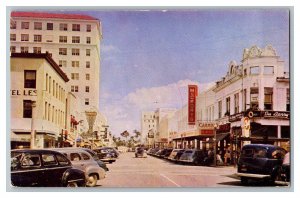 Postcard FL West Palm Beach Florida Vintage Standard View Card Old Cars Signs 