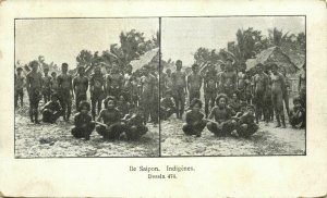 Northern Mariana Islands, SAIPAN, Native Kanakas (1900s) Stereoview Postcard