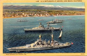 California Long Beach  U S Battleships At Anchor Curteich
