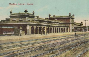 Mooltan Train Railway Station India Antique Rare Postcard