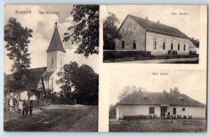 Kocsord Szabolcs-Szatmár-Bereg Hungary Postcard Temple School Multiview 1929