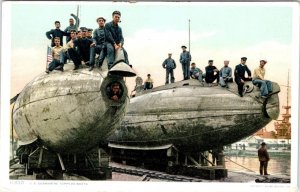 Military  US SUBMARINE TORPEDO BOATS Navy Submariners~Sailors  ca1920's Postcard