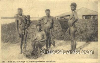 belgian congo, Group of Topless Native Mandibu Women (1920s) Postcard