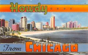 Greetings from, Linen Chicago, Illinois, IL, USA Large Letter Unused 