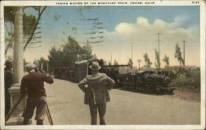 Movie Industry Filming Venice CA Miniature RR Train 1925 Cancel Postcard