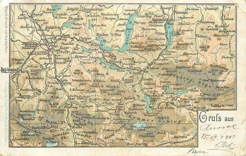 Austria map 1902 postcard Malaczka Malacky Slovakia cancel Fried Ernst Brandt Ed 