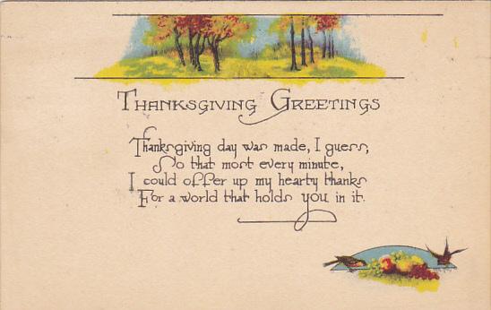 Thanksgiving Greetings With Landscape Scene 1923