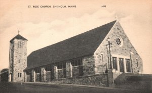 Vintage Postcard 1910's View of St. Rose Church Chisholm Main ME
