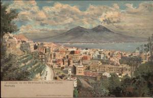 Naples Napoli Bertolini's Palace Hotel Fine Lithography c1900 Postcard #1