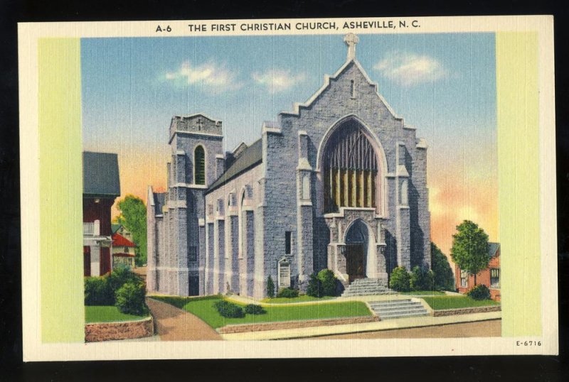 Asheville, North Carolina/NC Postcard, First Christian Church