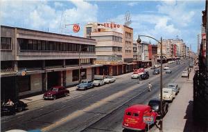 Juarez Mexico Pepsi Cola Sign Street Vue Store Fronts Old Cars Postcard