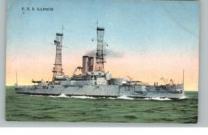 BATTLESHIP USS Illinois c1910 Postcard