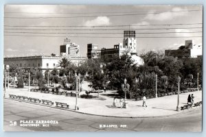 Monterrey NL Mexico Postcard Plaza Zaragoza Road View c1930's RPPC Photo