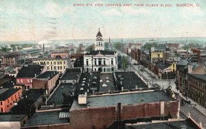 Vintage Postcard 1911 Birds Eye View Looking East From Huber Block Marion Ohio