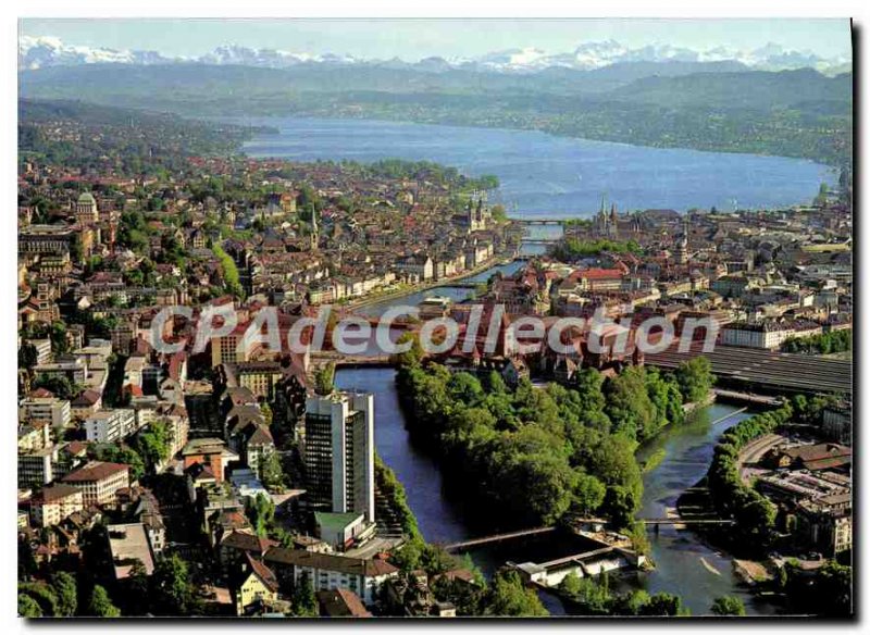 Postcard Modern Flugaufnahme Zurich