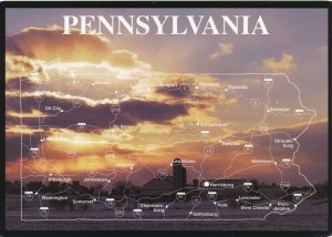 Highway Map of Pennsylvania - Amish Seasons Sunset over Farm Land - pm 2003