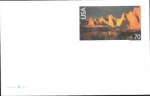 US Postcard Mint Airmail. Badlands National Park, South Dakota.  Issued in 2000
