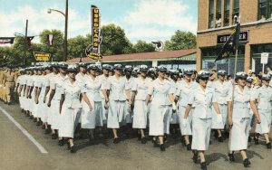 San Antonio TX WAF Basic Women Soldier Parade Used Car Dealership Postcard