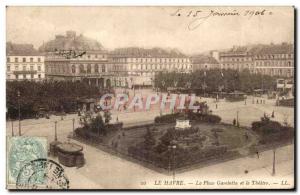 Le Havre - The Place Gambetta and Theater - Old Postcard