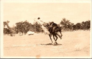 Real Photo Postcard Skyrocket Going Some, Cowboy with Horse Rodeo 