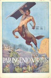 Genius Complement Officer Cadets School Pavia Italy Italian artist 1932 postcard 
