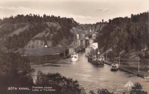 GOTA KANAL SWEDEN~LOCKS AT TROLLHATTAN~C A TRAFF REAL PHOTO POSTCARD