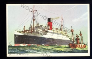 LS2487 - Cunard Liner - Ascania & the BAR Lightship - postcard