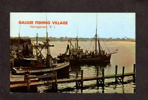 RI Galilee Fishing Village Boats Fish Harbor Narraganset Rhode Island Postcard