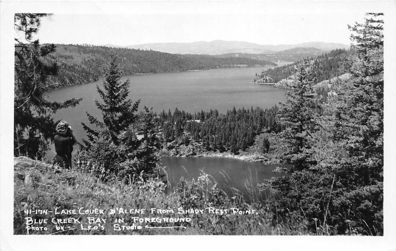 F26/ Lake Couer D'alene Idaho RPPC c50s Postcard Blue Creek Bay 