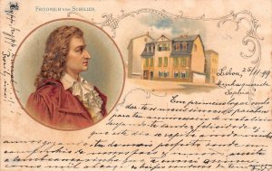 Friedrich von Schiller 1899 german poet litho vintage postcard