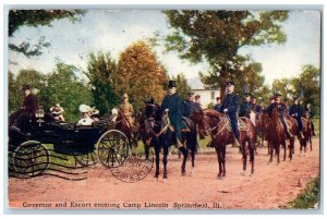 Springfield Illinois IL Postcard Governor And Escort Entering Camp Lincoln 1912