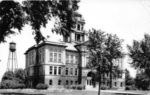 Vinton Iowa~Court House~Water Tower on Left~1950s RPPC Real Photo Postcard