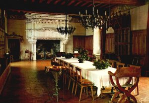 Postcard En Touraine Langeais Le Chateau La Salle Des Gardens Dining Area France