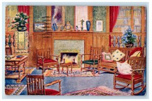 1913 Living Room Interior Miller Furniture Co. Advertising Calendar Postcard