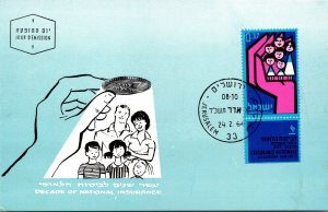 CONTINENTAL SIZE MAXIMUM CARD ISRAEL DECADE OF NATIONAL INSURANCE 1964