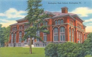 Burlington Vermont High School Linen Postcard Unused