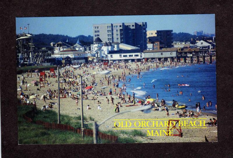 ME Amusement Park Rides Old Orchard Beach Maine Postcard Pier Beach PC